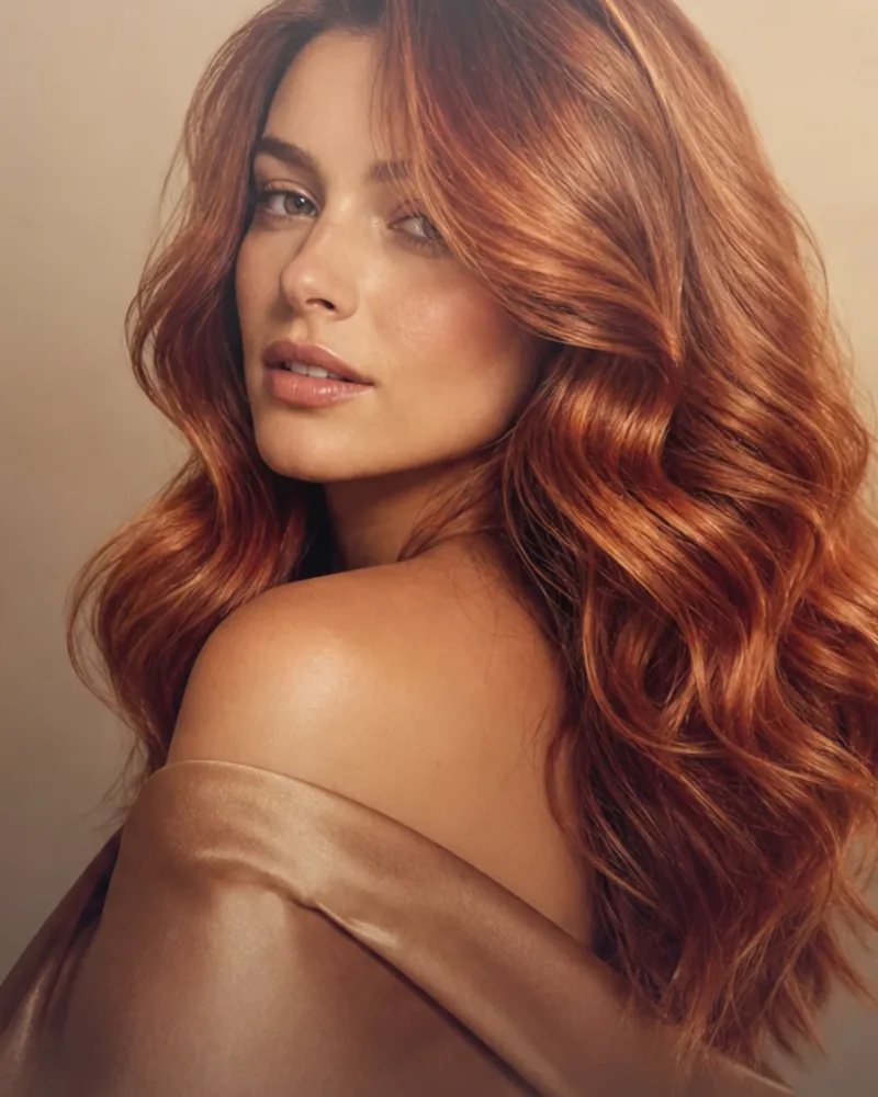 Balayage cuivré ondulé, illustration générée par IA