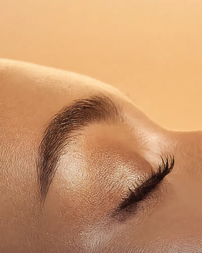 Cils recourbés, yeux fermés, illustration générée par IA